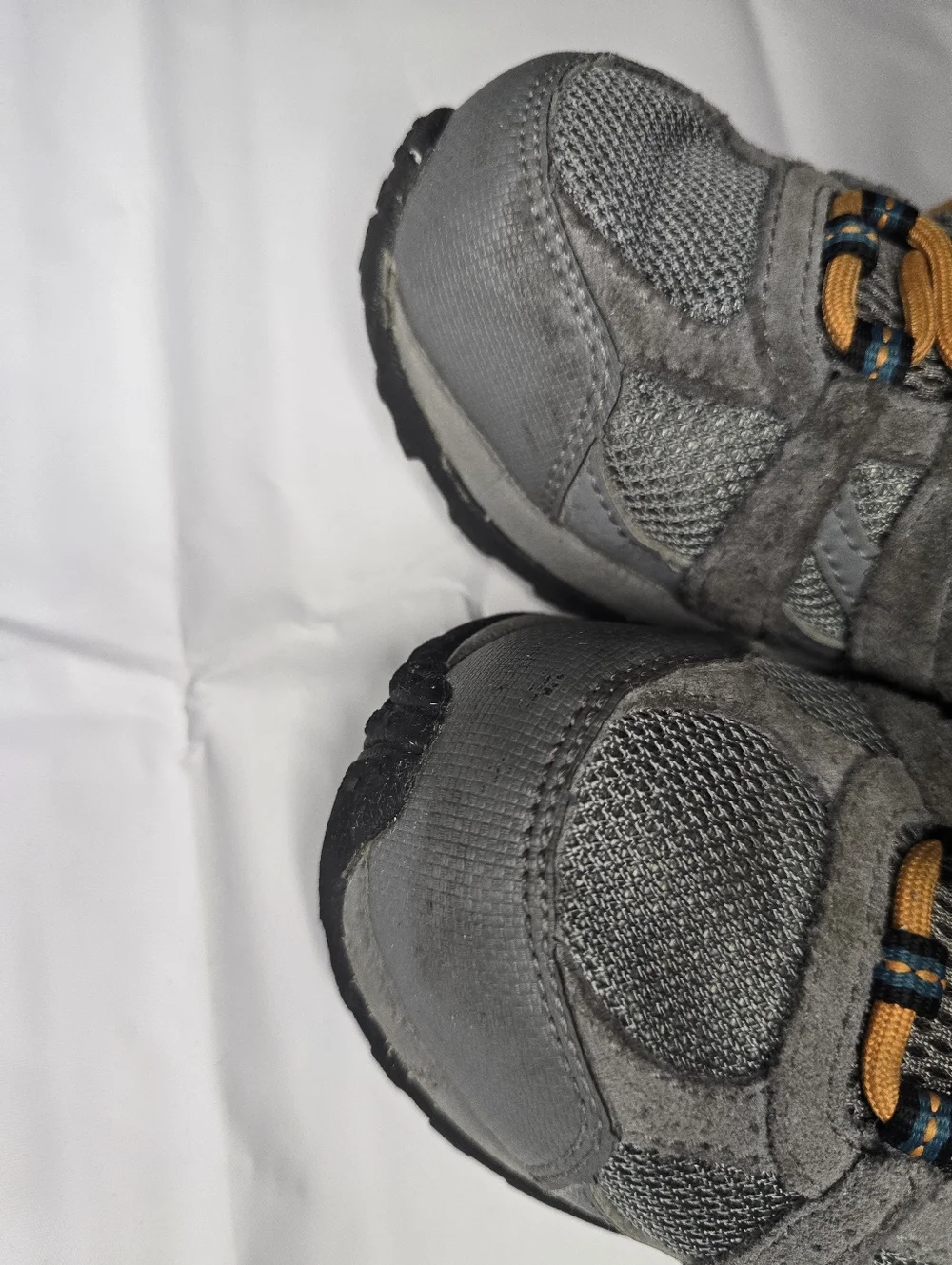 Columbia Kids Gray Suede Mesh Sneakers with Orange Lining